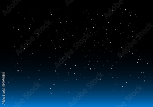 Minimal starry night sky before sunrise background - vector few stars space background with black and blue gradient