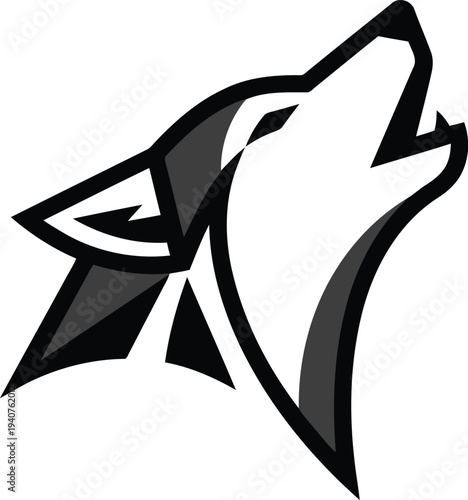 Vector illustration of wolf head silhouettes icon symbols and simple design elements