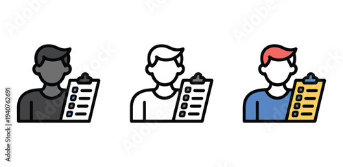 Three cartoon men holding clipboards with checklists in a simple illustration style