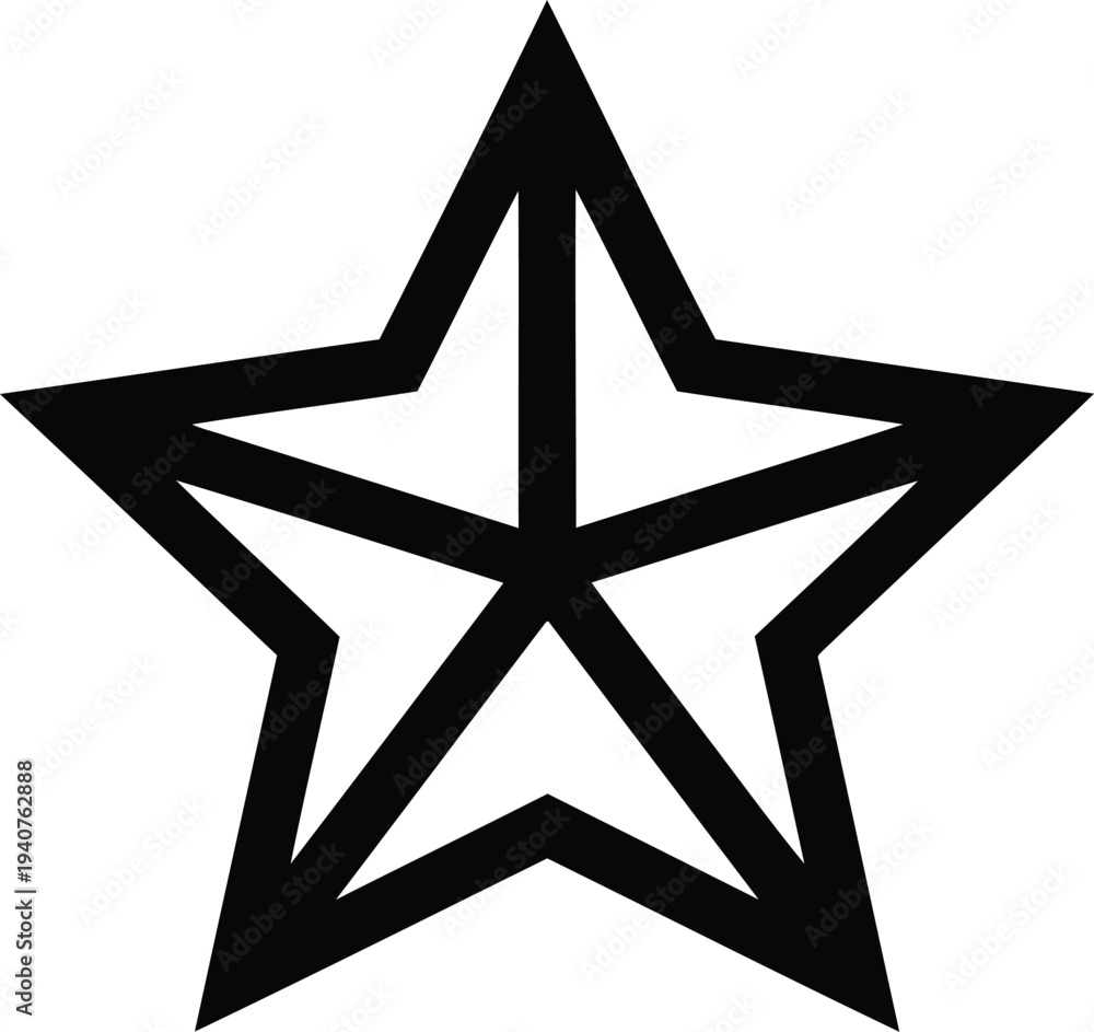 Fototapeta premium A classic five-pointed star with intersecting lines in the center forming an inner pentagon Vector