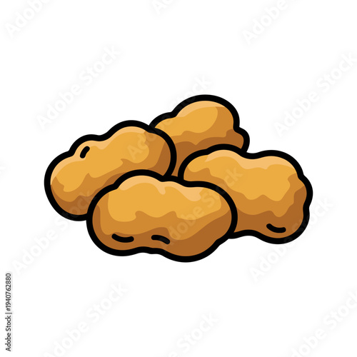 Chicken Nuggets  color vector icon graphic isolated sketch illustration on white background.