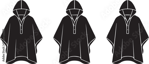 Waterproof Rain Poncho Hooded Cape Silhouettes