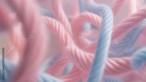 パステル毛糸が漂い重なり合うやさしい光の幻想的抽象背景