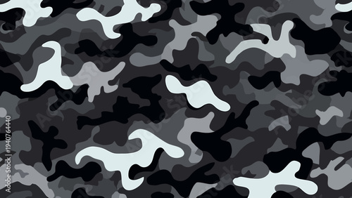 Military camouflage pattern illustration featuring abstract shapes in a seamless design for various applications