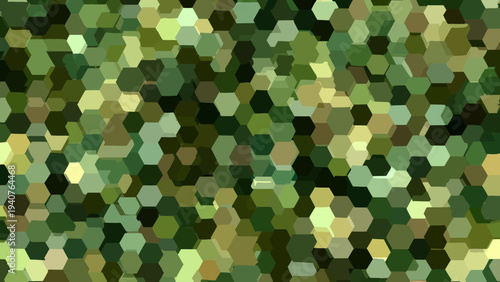 Seamless geometric hex pattern in abstract camouflage design viewed from directly above in a digital illustration