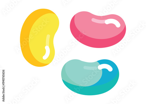 Colorful jelly beans gummy candy sweet dessert confectionery vector illustration