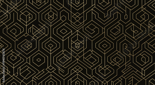 Elegant gold geometric pattern on black background for luxury designs