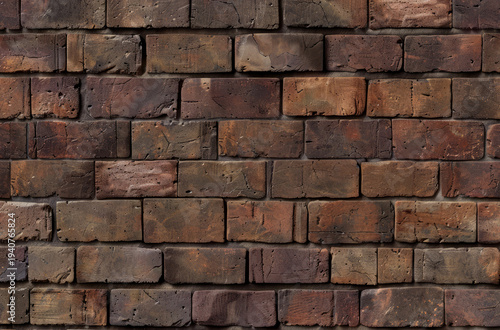 Photo of Old brown brick wall. Background texture for backdrops or mapping