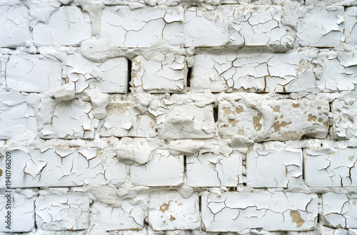 Photo of Old white brick and stone wall. Background texture for backdrops or mapping