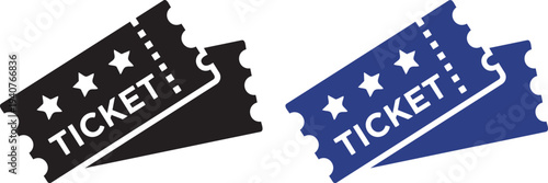 Event Admission Tickets: Two stylized tickets in contrasting colors and simple design, symbolizing access, entry, and the anticipation of an upcoming event.