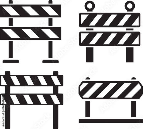 Barrier Illustration: A collection of illustrative road barriers, highlighting their function in controlling traffic and marking boundaries.