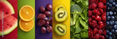 Vibrant Rainbow of Fresh Fruits and Vegetables Healthy Eating Concept.
