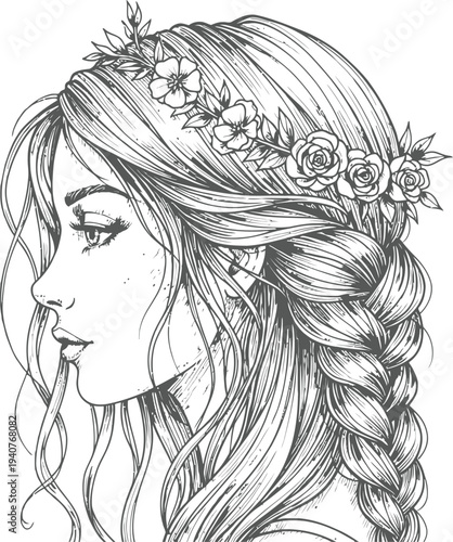 Beautiful fairy princess coloring page for kids and adults