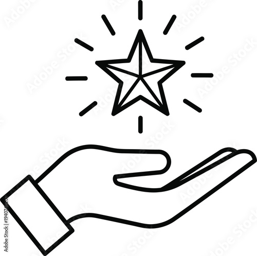 Free hand with star coloring page for kids and adults