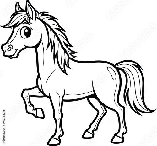 Free printable horse coloring page for kids and adults