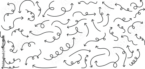 A complex and intricate pattern of black arrows and lines on a white background creating a sense of movement and direction