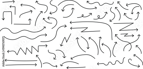 Collection of various arrows and pointers in different styles and directions for design and illustration purposes