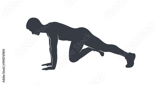 Vector silhouette of a person in a push-up position