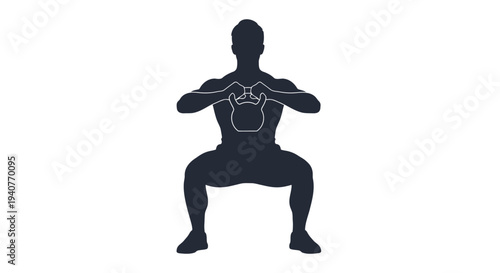 Vector silhouette of a man doing squats