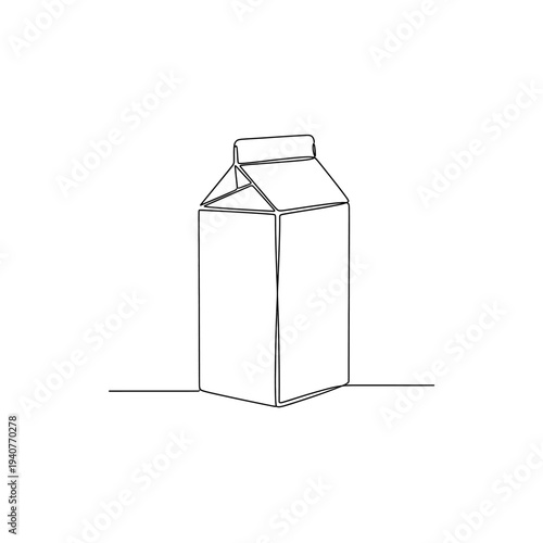 Milk carton continuous line drawing. minimalist beverage packaging outline