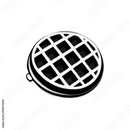 Waffle iron vector icon with halftone effect. kitchen appliance for breakfast