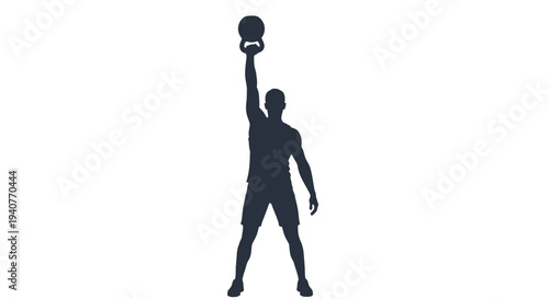 Vector silhouette of a man lifting a kettlebell