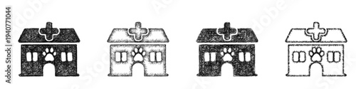 Sketch vet clinic icon design set