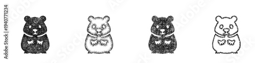 Sketch hamster icon design set