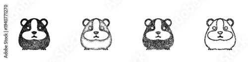 Sketch guinea pig icon design set