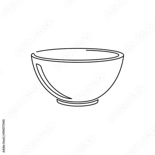 Continuous line drawing of kitchen ceramic bowl sketch style vector illustration