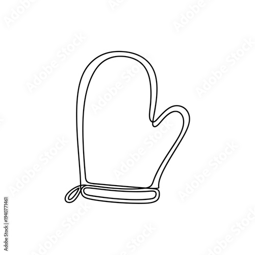 Continuous line drawing of oven glove kitchen mitten for hot dishes vector