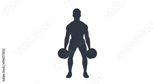 Black silhouette of a man lifting dumbbells vector icon