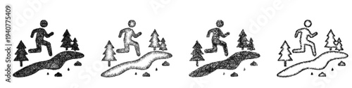 Sketch trail running icon design set