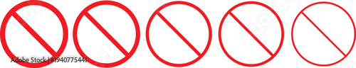 Red warning icon. Prohibition sign.