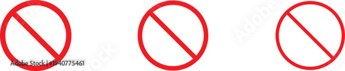 Red warning icon. Prohibition sign.