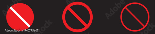 Red warning icon. Prohibition sign.