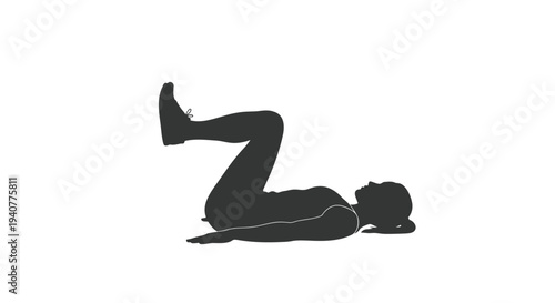 Vector silhouette of a woman doing crunches exercise