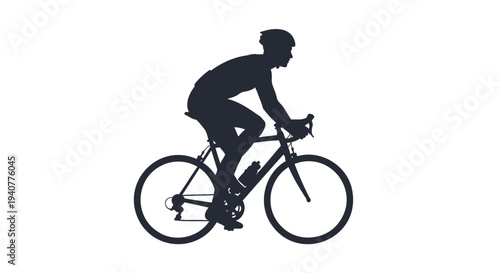 Vector silhouette of a cyclist riding a bicycle