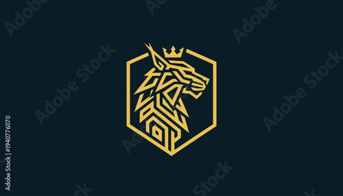 Geometric Horse Head Logo Design Element.