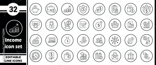 Income Icon Set: Finance, Money, Savings, Investment, Business Growth and Financial Management Icons