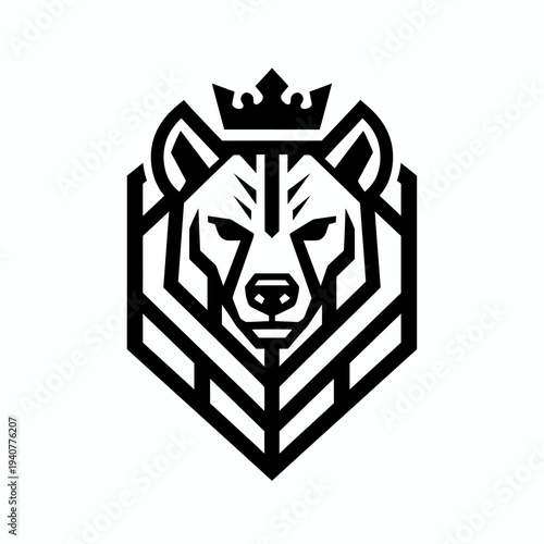 Geometric Wolf Head with Crown Logo.