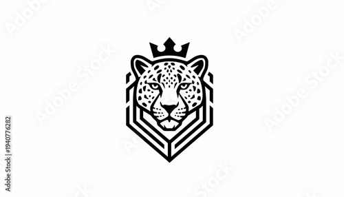 Black and White Leopard Head Logo Design.