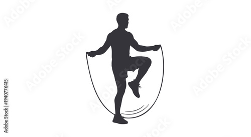 Vector silhouette of man jumping rope