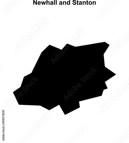 Newhall and Stanton (England) blank outline map