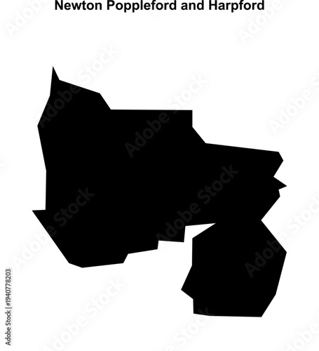 Newton Poppleford and Harpford (England) blank outline map