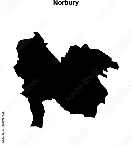 Norbury (England) blank outline map