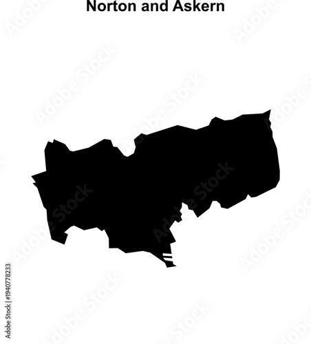 Norton and Askern (England) blank outline map