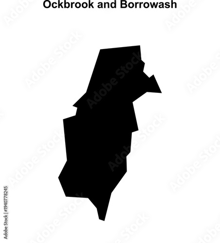 Ockbrook and Borrowash (England) blank outline map