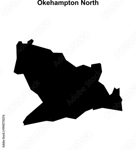 Okehampton North (England) blank outline map