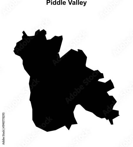 Piddle Valley (England) blank outline map